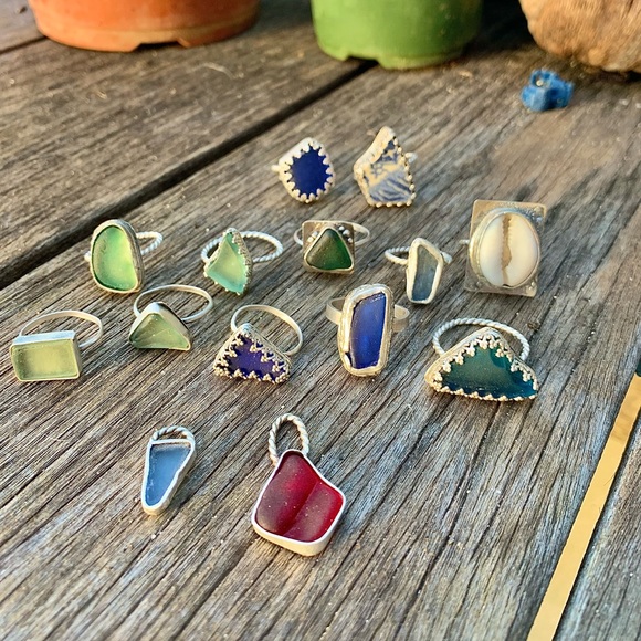 Handmade leather suede bracelet teal aqua Sea glass wrapped adjustable - Picture 6 of 7